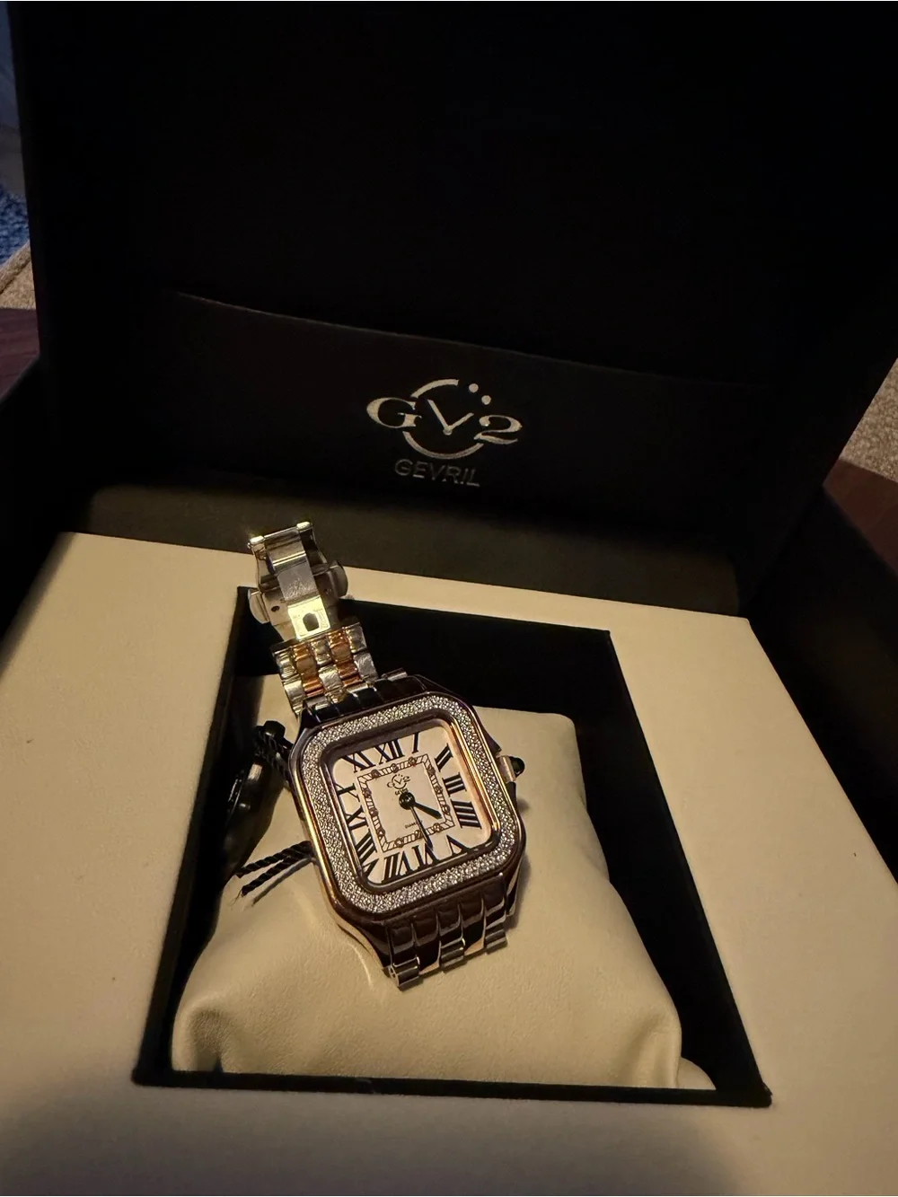 New Gevril Diamond Dial rose gold and silver bracelet Watch, 27.5mm - 0.038